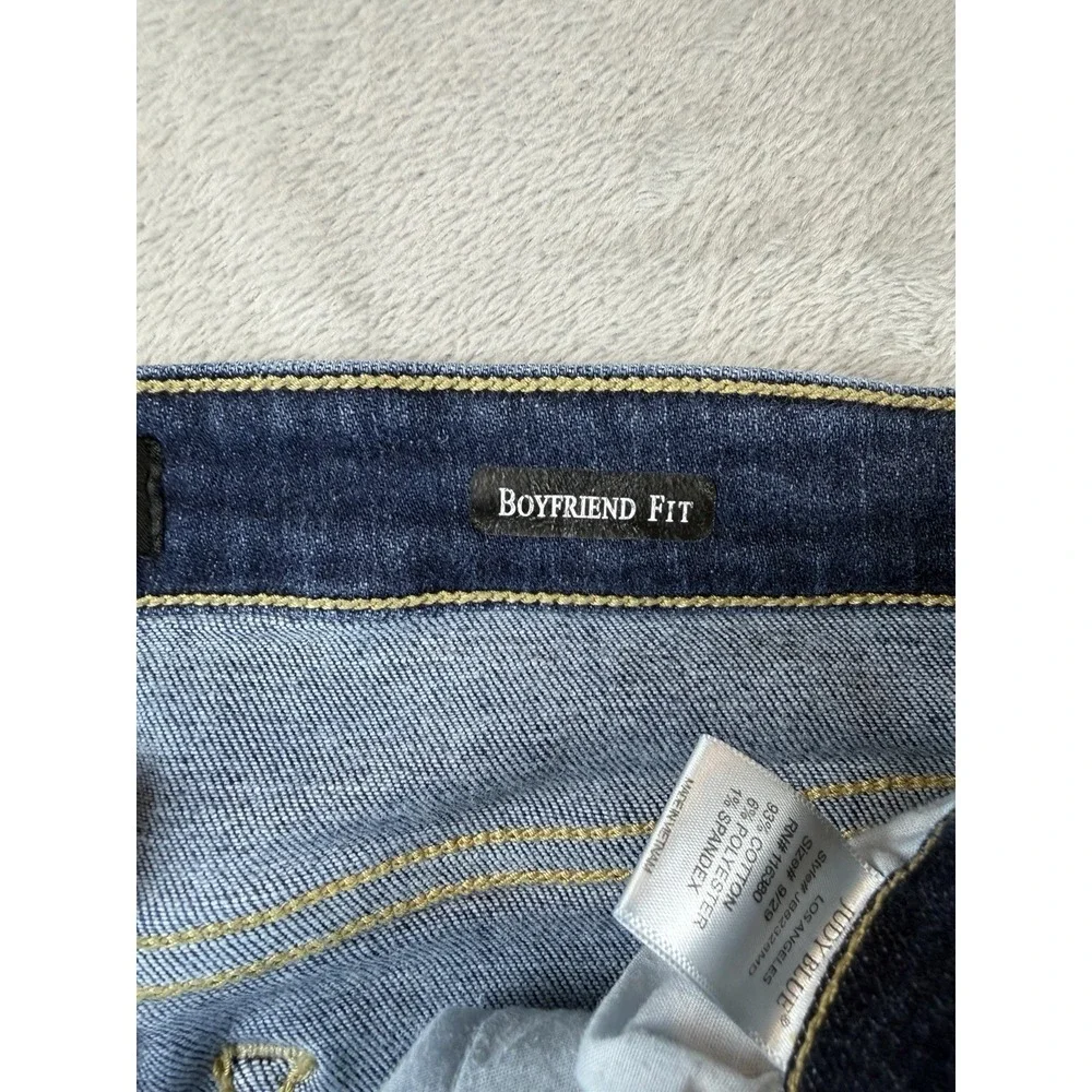 Judy Blue Jeans Women's Boyfriend Fit Size 9 / 29 Blue Dark Wash‎ Distressed